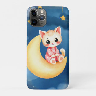 Funda Para iPhone 11 Pro Kitten Sitting on the Moon