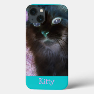Funda Para iPhone 13 Kitty negativo en estuche para iPad Verde azulado