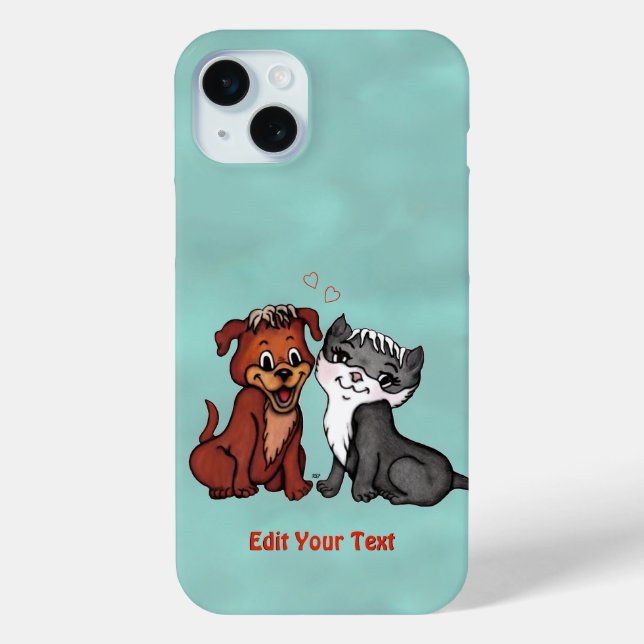 Funda De Case-Mate Para iPhone Kitty y Puppy , Editar tu texto (Reverso )