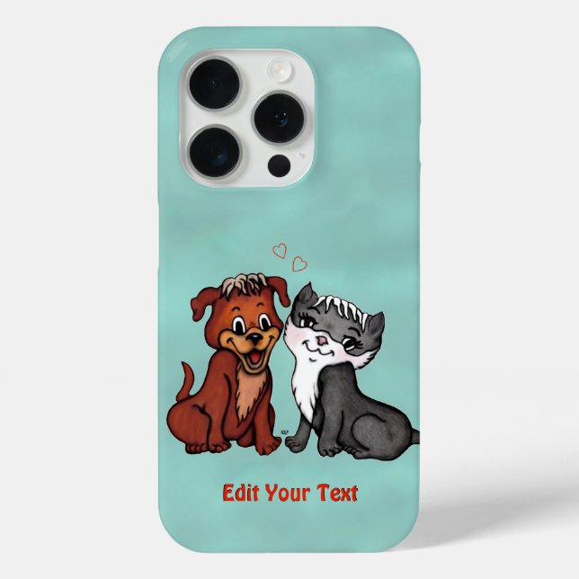 Funda De Case-Mate Para iPhone Kitty y Puppy , Editar tu texto (Reverso )