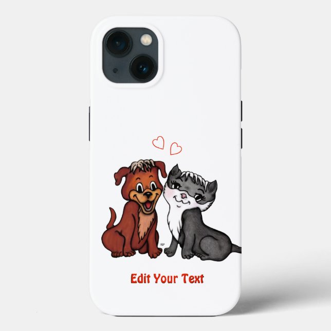 Funda De Case-Mate Para iPhone Kitty y Puppy , Editar tu texto (Reverso )