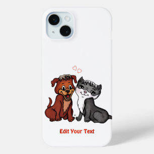 Funda Para iPhone 15 Mini Kitty y Puppy , Editar tu texto