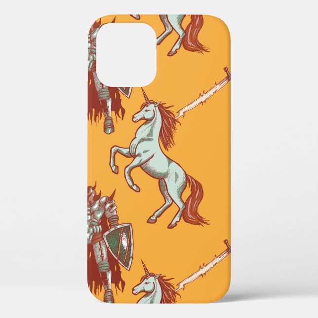 Funda De Case-Mate Para iPhone knight medieval y unicornio (Reverso )