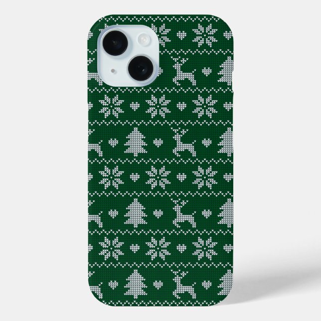 Funda De Case-Mate Para iPhone Knitted seamless Christmas pattern (Reverso )