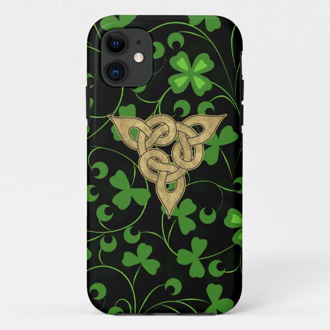 Funda De Case-Mate Para iPhone Knotwork irlandés negro (Reverso)