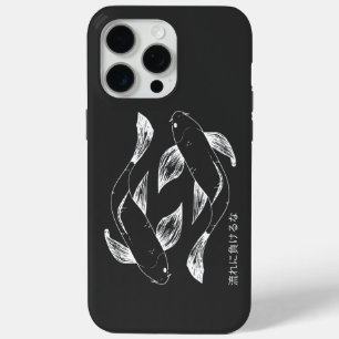 Funda Para iPhone 15 Pro Max Koi Minimalista negro y blanco, inspirado por los 