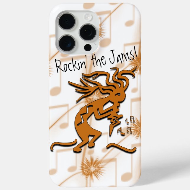 Funda De Case-Mate Para iPhone Kokopelli con notas musicales (Reverso )