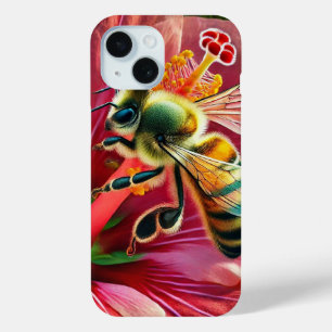 Funda Para iPhone 15 La abeja poliniza una flor hibiscus vibrante