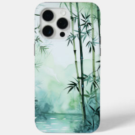 Funda Para iPhone 15 Pro Max La acuarela japonesa inspiró el arte del bambú
