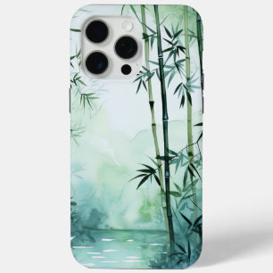 Funda Para iPhone 15 Pro Max La acuarela japonesa inspiró el arte del bambú