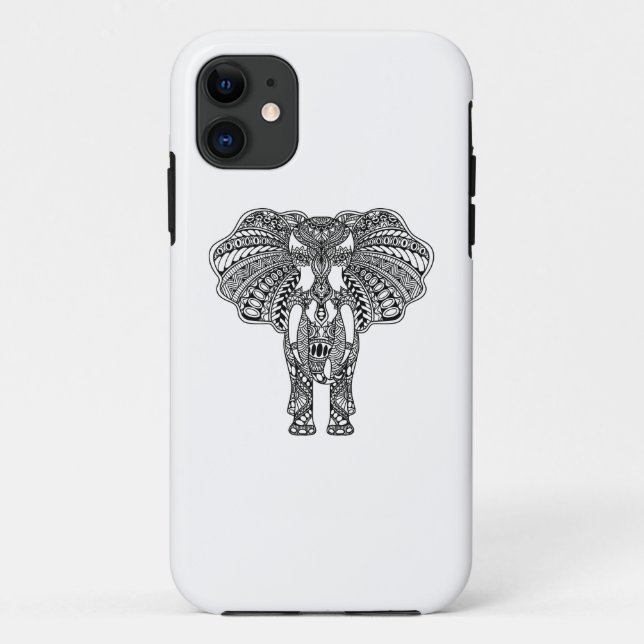 Funda De Case-Mate Para iPhone La alheña Mehndi adornó el elefante indio (Reverso)