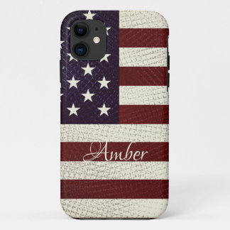 Funda Para iPhone 11 La bandera norteamericana de vintage Crosshatch pe