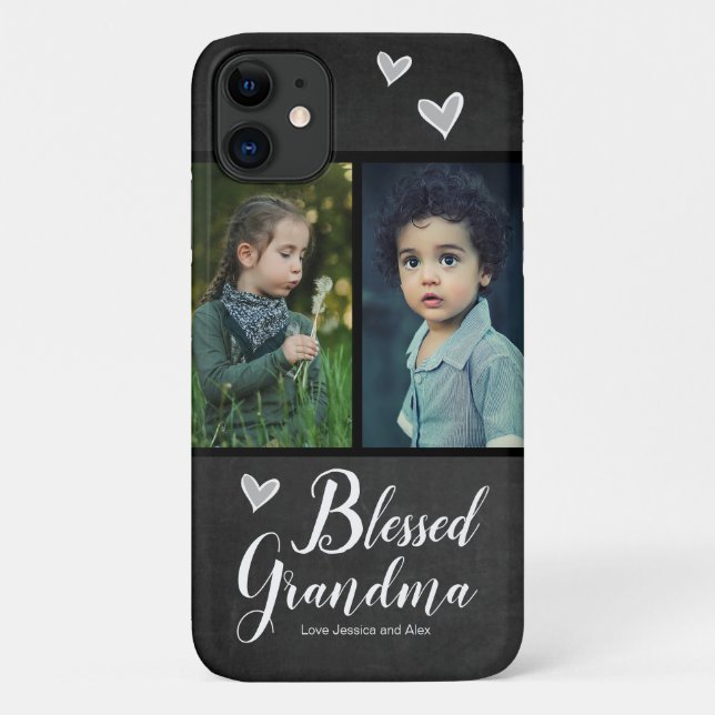 Funda De Case-Mate Para iPhone La bendita abuela dos tableros de fotos (Reverso)