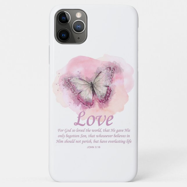 Funda De Case-Mate Para iPhone La Biblia Cristiana Femenina Verse Butterfly:Amor (Reverso)