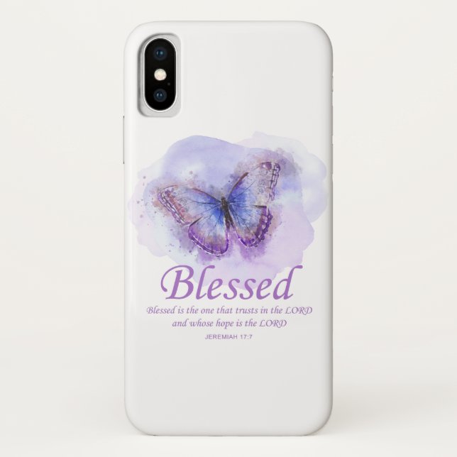 Funda De Case-Mate Para iPhone La Biblia Cristiana Femenina Verse Butterfly:Bendi (Reverso)