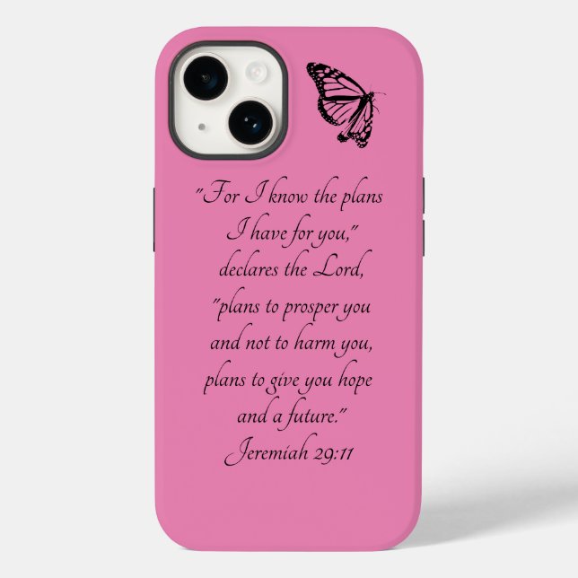 Funda De Case-Mate Para iPhone La Biblia Personalizado Rosa Verse con mariposa (Reverso )