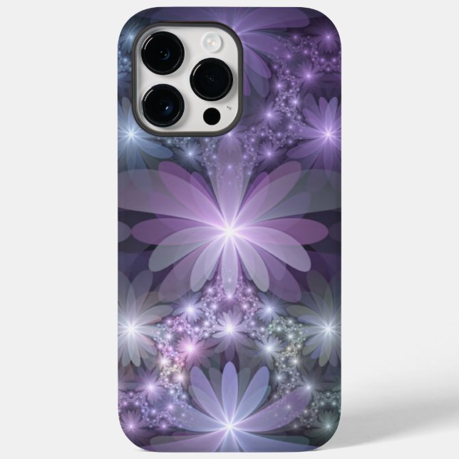 Funda De Case-Mate Para iPhone La cama de flores reluciente arte fractal (Reverso )