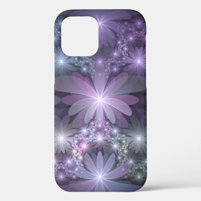 Funda De Case-Mate Para iPhone La cama de flores reluciente arte fractal (Reverso )