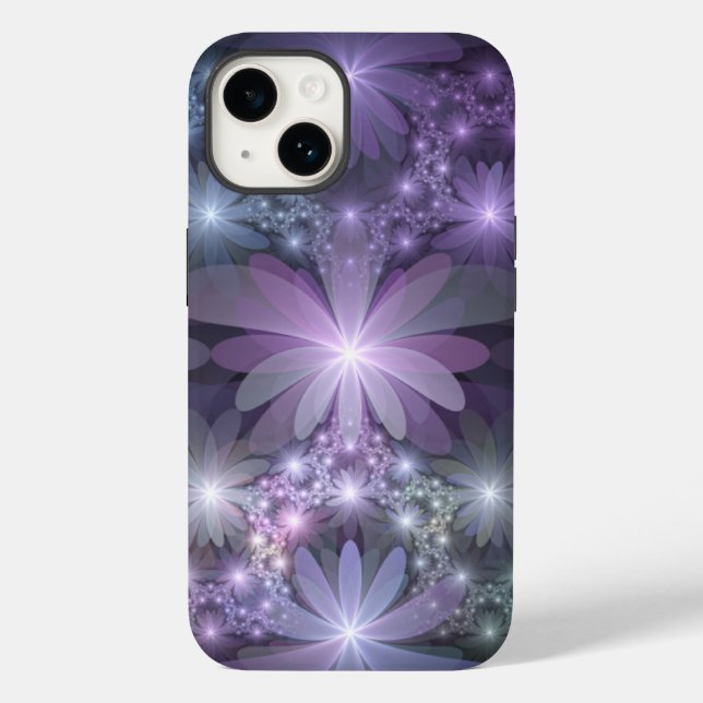 Funda De Case-Mate Para iPhone La cama de flores reluciente arte fractal (Reverso )