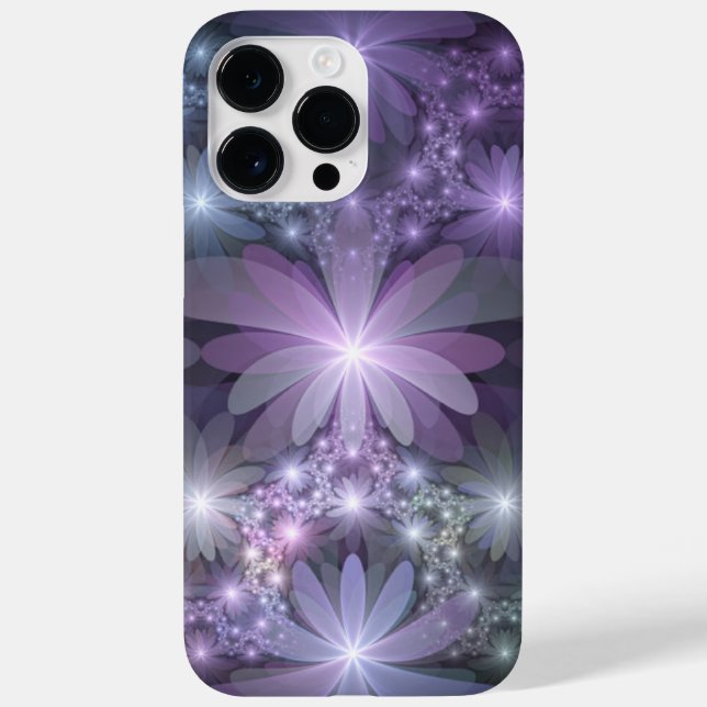 Funda De Case-Mate Para iPhone La cama de flores reluciente arte fractal (Reverso)