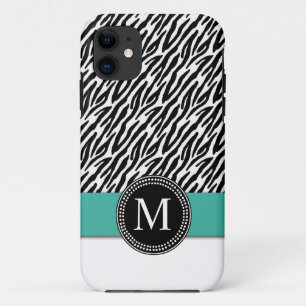 Funda Para iPhone 11 La cebra raya la caja del iPhone 5 de la turquesa
