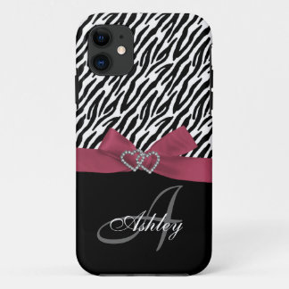 Funda Para iPhone 11 La cebra rosada, negra personalizada raya el