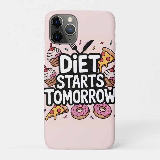 Funda De Case-Mate Para iPhone La dieta comienza mañana rodeada de comida (Reverso)