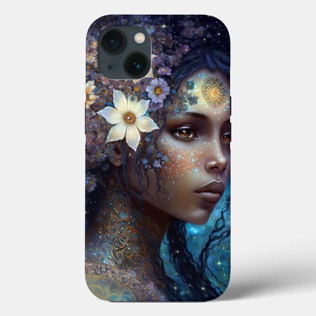 Funda De Case-Mate Para iPhone La diosa negra afroamericana reina arte de fantasí (Reverso )