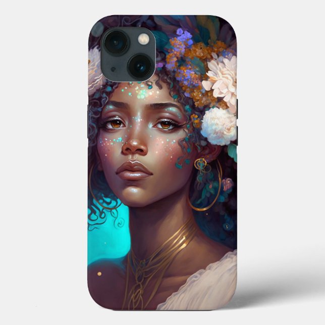 Funda De Case-Mate Para iPhone La diosa negra afroamericana reina fantasía arte C (Reverso )
