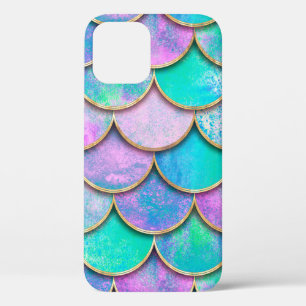 Funda Para iPhone 12 La escala de peces de sirena ondea el patrón japon