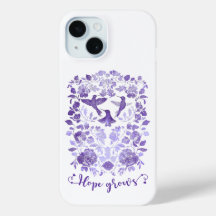 La esperanza crece - Lavender Linocut Bird Inspira