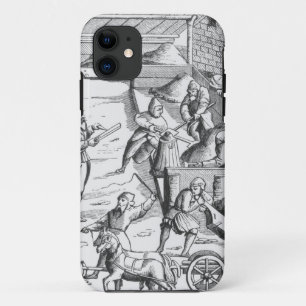 Funda Para iPhone 11 La extracción de metales, tras un corte de madera