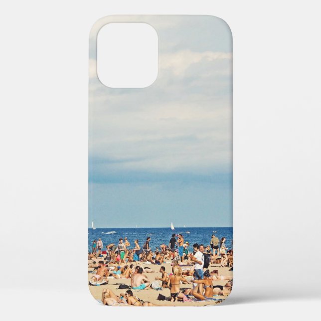 Funda De Case-Mate Para iPhone La gente en la playa de arena marrón (Reverso )