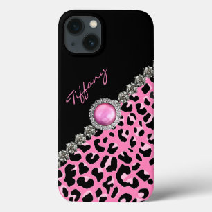 Funda Para iPhone 13 La impresión rosada Samsung de Glitzzy Jaguar