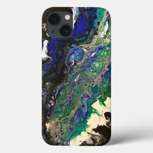 Funda Para iPhone 13 La Laguna pintura azul negro blanco verde azulado