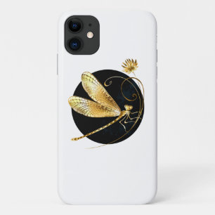 Funda Para iPhone 11 La libélula dorada en círculo negro