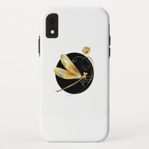Funda Para iPhone XR La libélula dorada en círculo negro