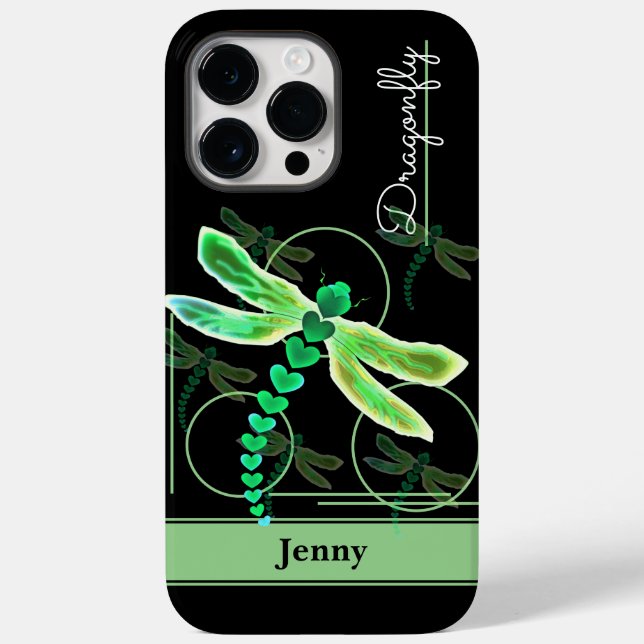 Funda De Case-Mate Para iPhone La libélula personalizada (verde) (Reverso )