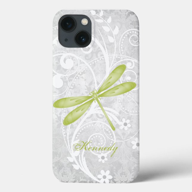Funda De Case-Mate Para iPhone La libélula verde personalizada (Reverso)