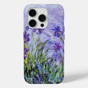 Funda Para iPhone 15 Pro La lila de Claude Monet irisa el azul floral del