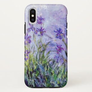 Funda Para iPhone X La lila de Claude Monet irisa el azul floral del