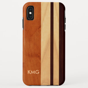 Funda Para iPhone XS Max La madera con monograma hermosa raya el modelo
