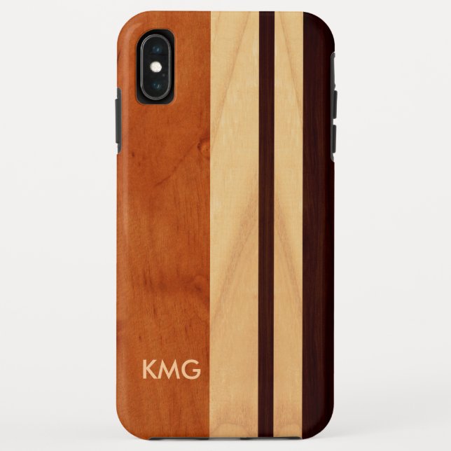 Funda De Case-Mate Para iPhone La madera con monograma hermosa raya el modelo (Reverso)