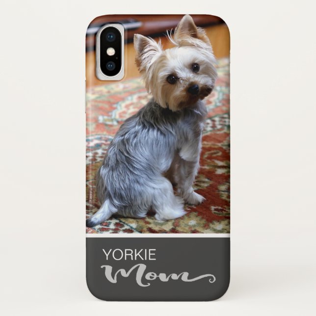 Funda De Case-Mate Para iPhone La mamá de Yorkshire Terrier Yorkie añade su foto (Reverso)