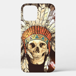 Funda Para iPhone 12 La mano dibuja la cabeza de un nativo americano co
