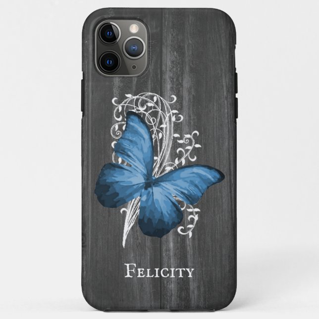 Funda De Case-Mate Para iPhone La mariposa azul-rusa personalizada (Reverso)
