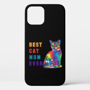 Funda Para iPhone 12 La mejor mamá del gato nunca Mensajes de texto Lin