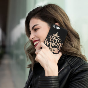 Funda Para iPhone 13 La Mejor Mamá del Mundo Oro Negro Nombre Personali
