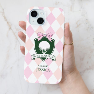 Funda Para iPhone 15 La Mejor Mamá del Mundo Rosa Golfer Femenina Moder