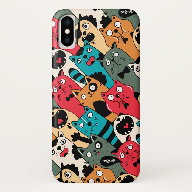 Funda De Case-Mate Para iPhone La multitud de gatos (Reverso)